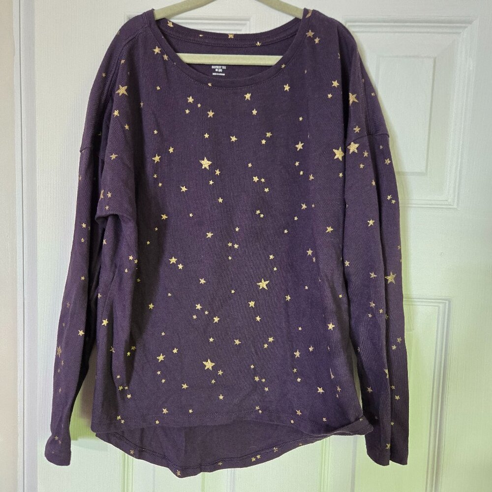Long Sleeve Shirt Purple with Stars - Size M (8)